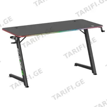 გეიმერული მაგიდა VERTEX VX-GD-02RGBB RGB განათებით შავი Black & Matte Black