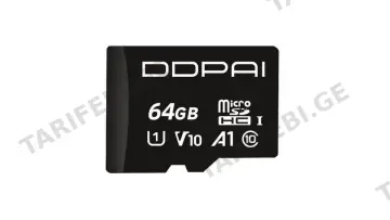 მეხსიერების ბარათი DDPAI 64GB, microSD, UHS-I, C10, Black