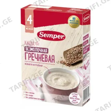 სემპერი - ფაფა ურძეო, უშაქრო წიწიბურა /4თვ+/ 180გრ