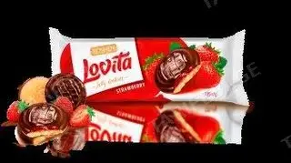ერბოზელილი ნამცხვარი Lovita Jelly Cookies ჟელეს შიგთავსით მარწყვის არომატით 135გ /21 ც