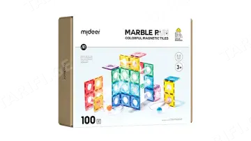 Colorful Magnetic Tiles – Marble Run 100PCS — „მაგნიტური კონსტრუქტორი ბურთის ტრასით“