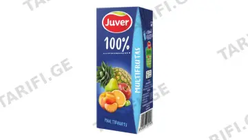Juver - წვენი 100% ფრუტა მულტიხილის, უშაქრო, უგლუტენო, 1 ლ.