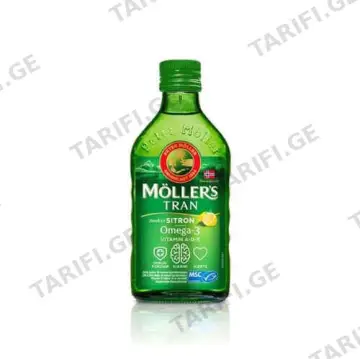 თევზის ქონი - MOLLERS COD LIVER OIL OMEGA-3, AROMA DE LAMAIE, 250 ML