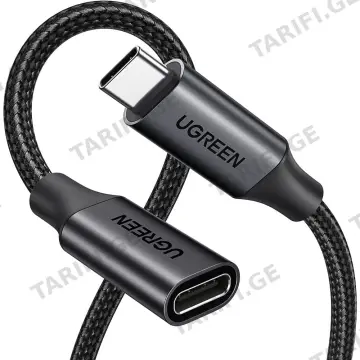 USB ადაპტერი UGREEN US372 (45172), 100W, Type-C Extension Cable, 0.5m, Black