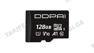 მეხსიერების ბარათი DDPAI 128GB, microSD, UHS-I C10, Black