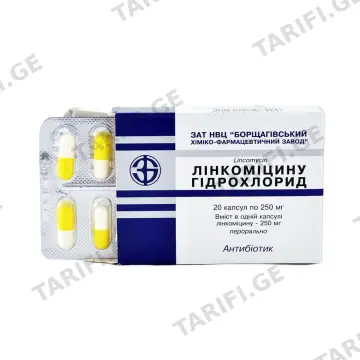 ლინკომიცინის ჰიდროქლორიდი - Lincomycin Hydrochloride 250მგ. 20 კაფსულა