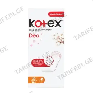 Kotex - ყოველდღიური საფენი დეო ნორმალი - 20 ც